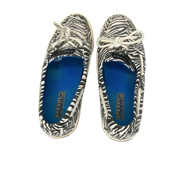Sperry Top-Sider Zebra Boat Flats Shoes Womens 8 M Black White Sequins Slip On - Picture 5 of 12